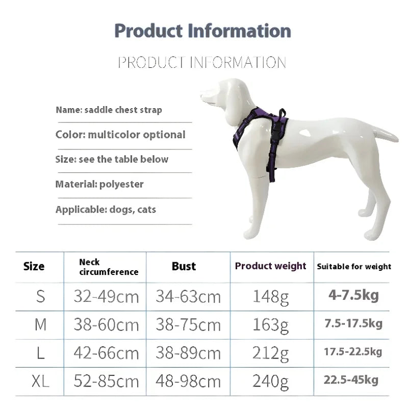 Reflective Adjustable Dog Harness - Breathable Vest for Small, Medium, and Large Dogs