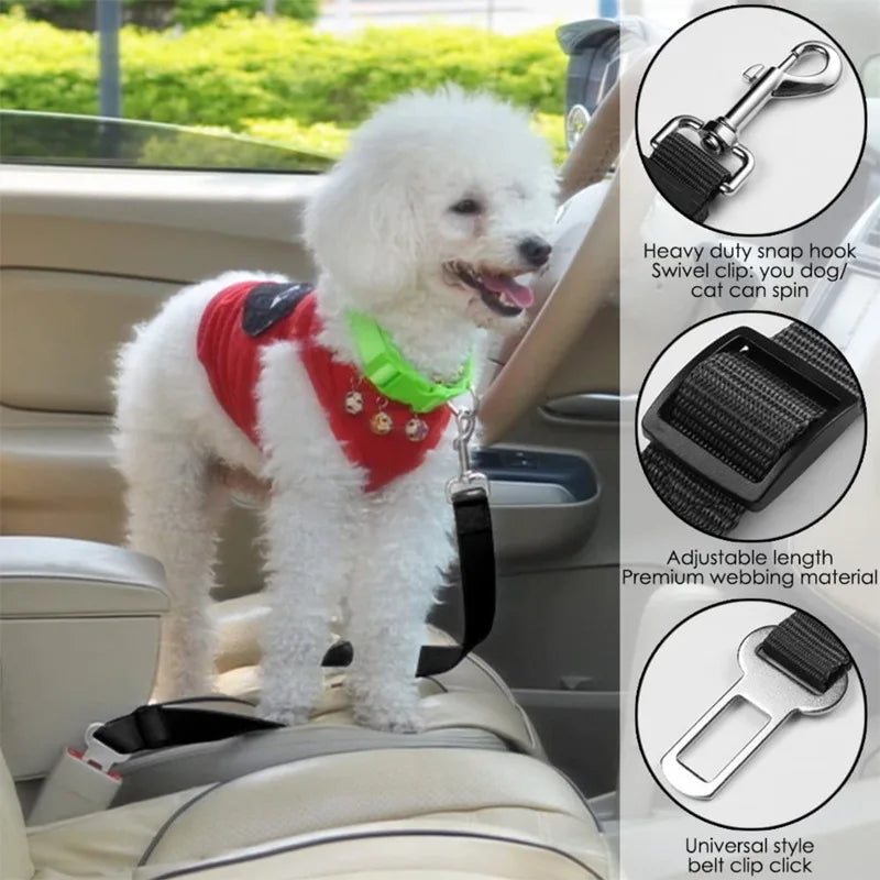 Pet Car Seat Belt Safety Lead - Adjustable Travel Harness for Dogs and Cats