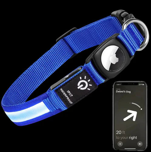 GlowTrack™ Collar: Luminous AirTag Dog Collar with Night Safety Lights