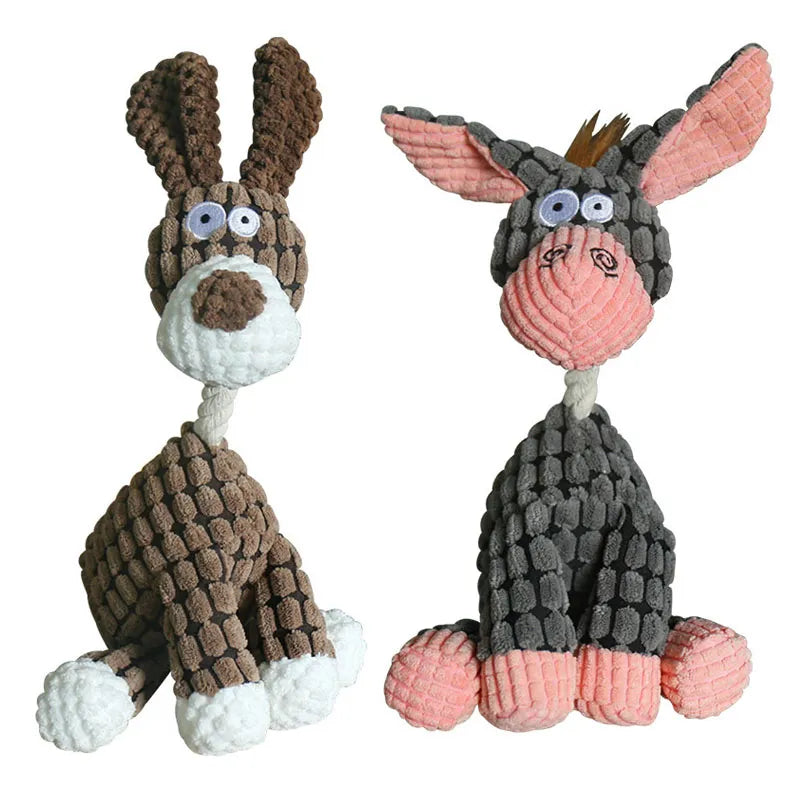 Fun Pet Toy Donkey Shape Corduroy Chew Toy for Dogs