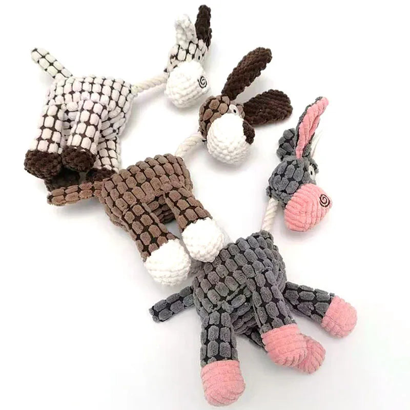 Fun Pet Toy Donkey Shape Corduroy Chew Toy for Dogs