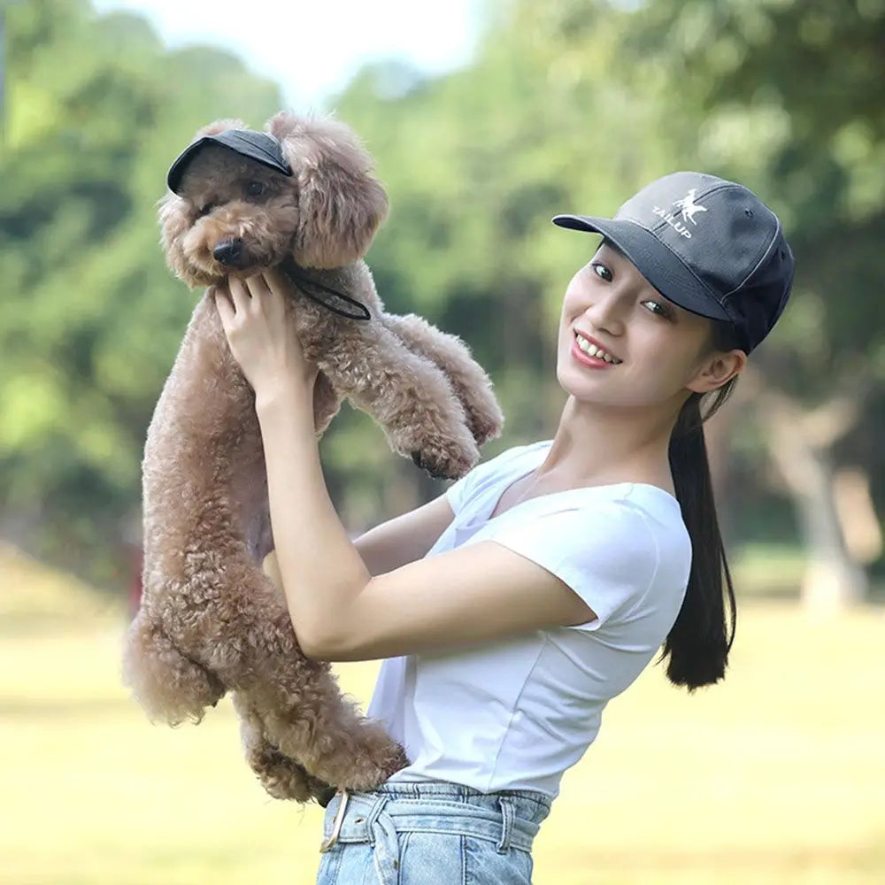 Adjustable Dog Baseball Hat  With Ear Holes