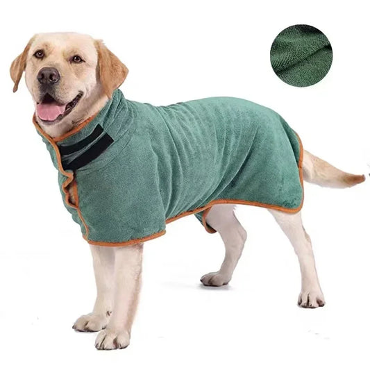 Absorbent Dog Bathrobe - Quick-Drying Towel Wrap for Small & Large Dogs