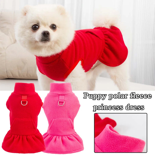 High Collar Fleece Pet Dress - Classic Pullover