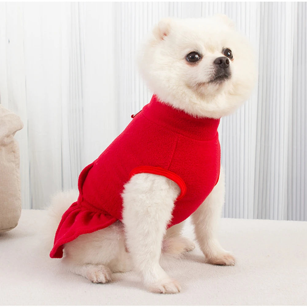 High Collar Fleece Pet Dress - Classic Pullover