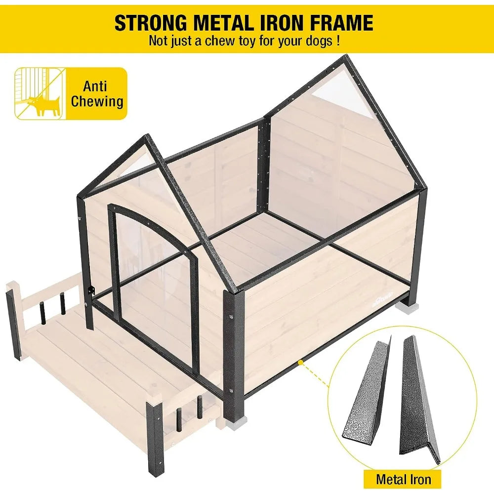 Outdoor kennels, bite-proof design, small to medium-sized dog home with porch, waterproof and elevated indoor kennels