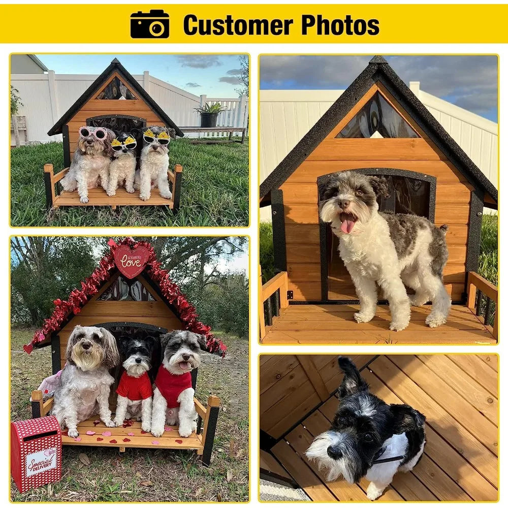 Outdoor kennels, bite-proof design, small to medium-sized dog home with porch, waterproof and elevated indoor kennels