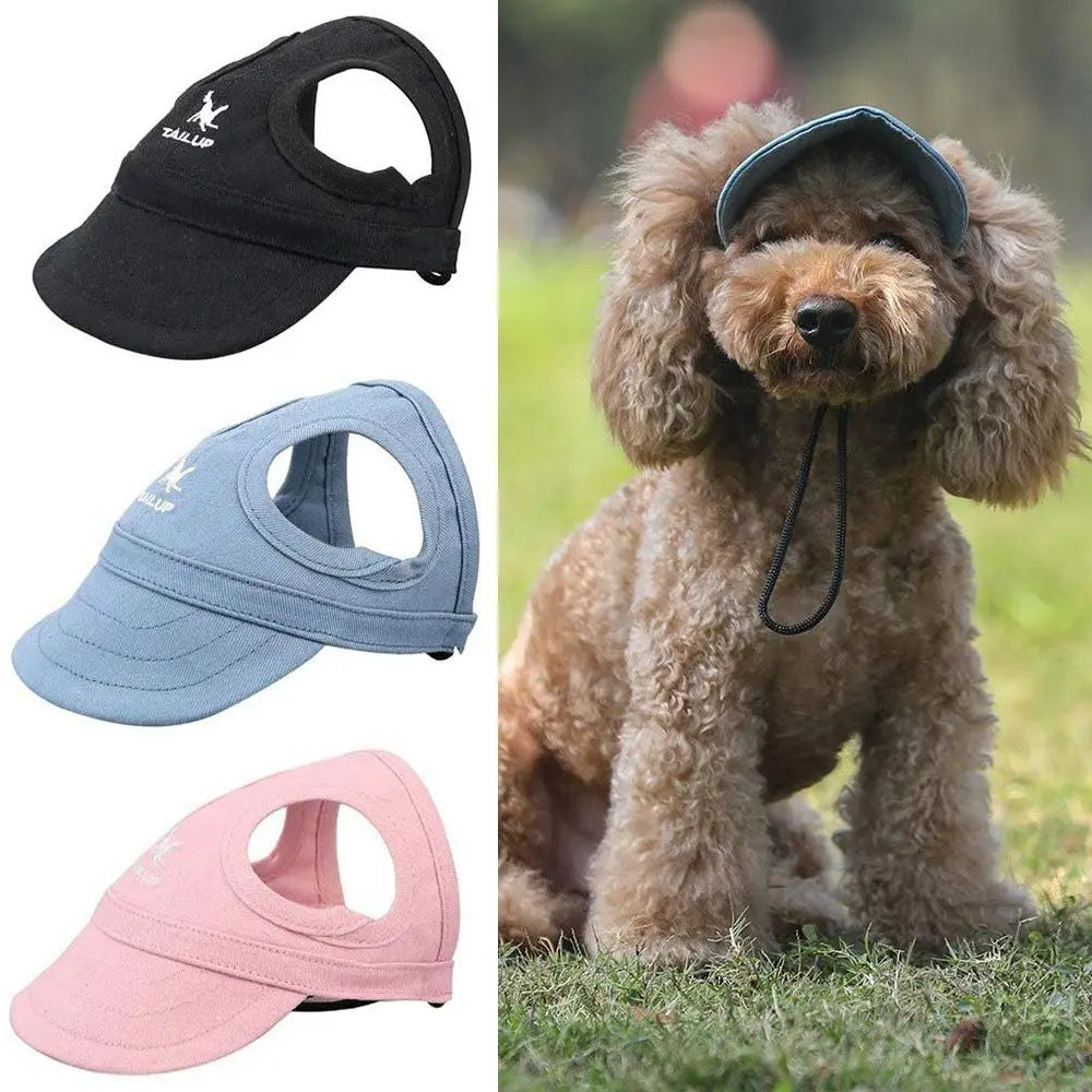 Adjustable Dog Baseball Hat  With Ear Holes