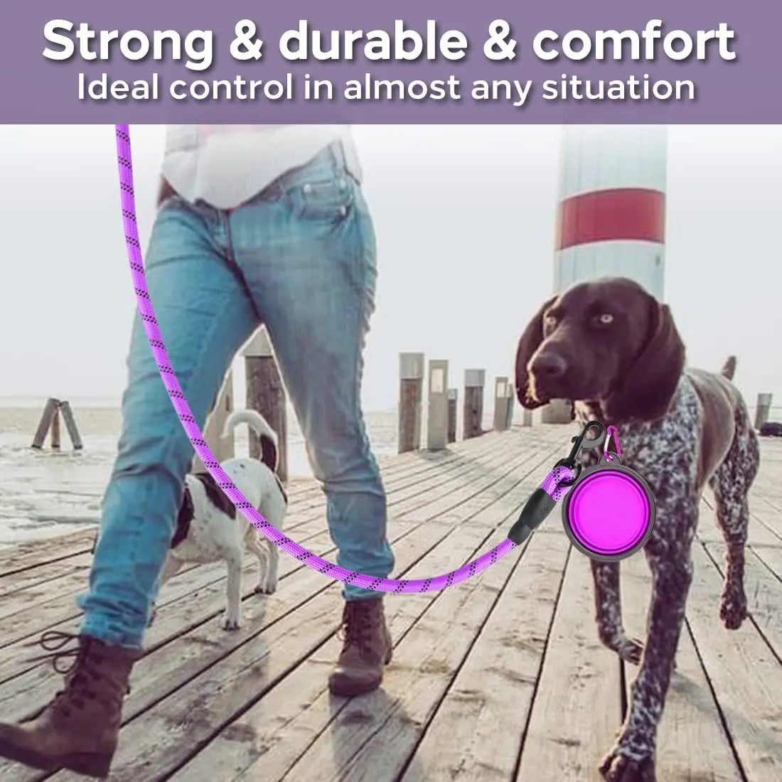 Reflective Strong Dog Leash - Durable Pull Tow Leash for Large, Medium, and Small Dogs